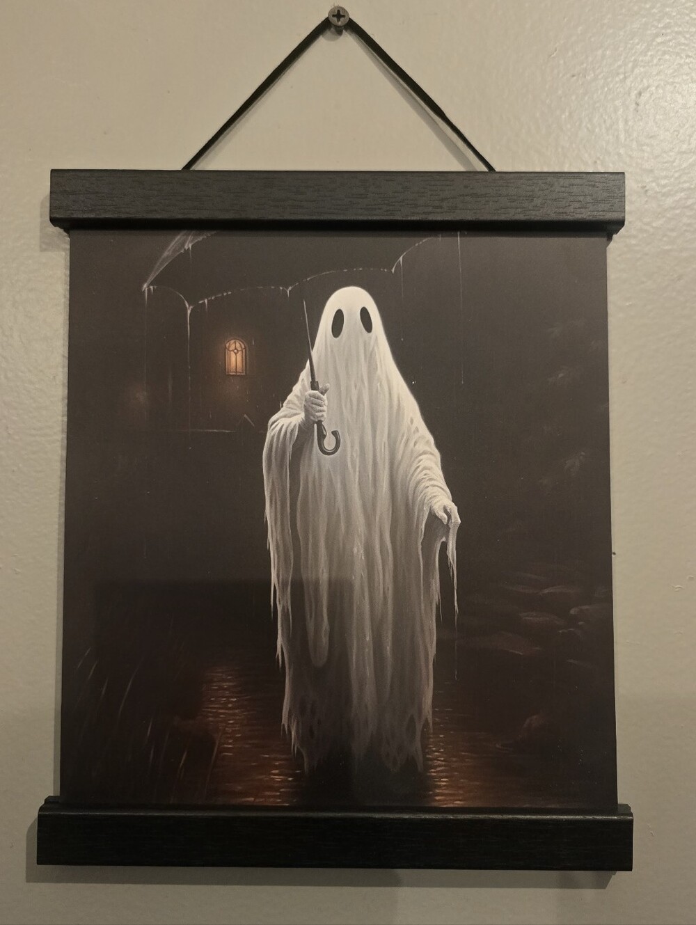 Ghost Figure Wall Art Hanging Print in White and Black